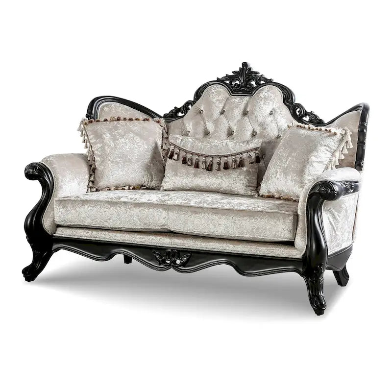 Clarissa Traditional Sofa Set by Furniture of America - Featuring Button Tufted Back and Accent Pillows 15