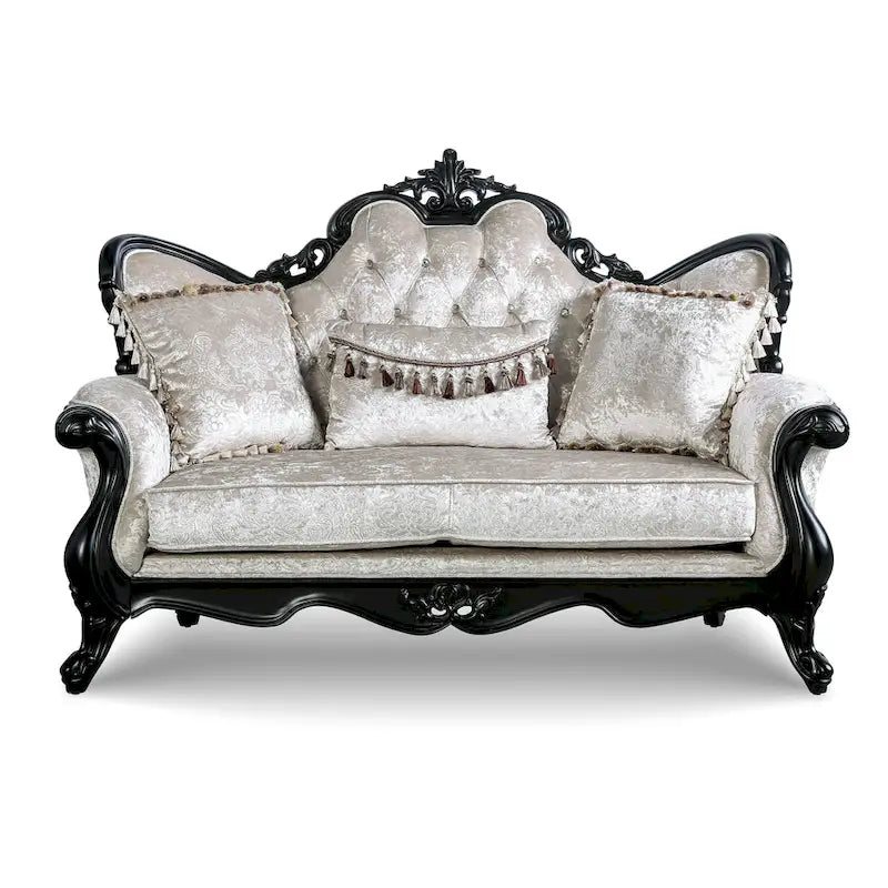 Clarissa Traditional Sofa Set by Furniture of America - Featuring Button Tufted Back and Accent Pillows 16