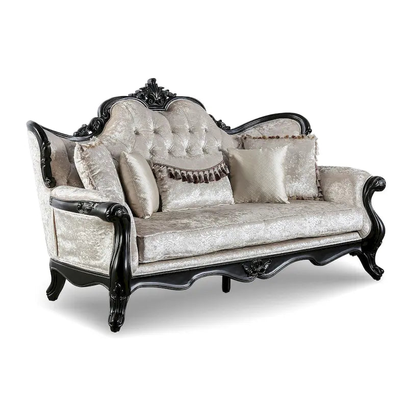 Clarissa Traditional Sofa Set by Furniture of America - Featuring Button Tufted Back and Accent Pillows 19