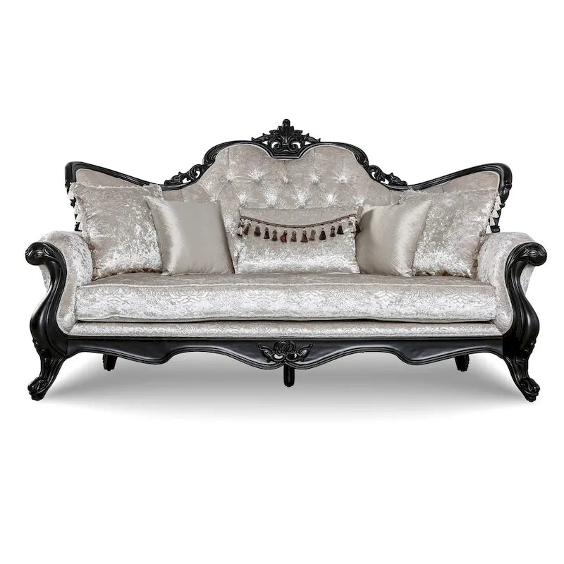 Clarissa Traditional Sofa Set by Furniture of America - Featuring Button Tufted Back and Accent Pillows 20
