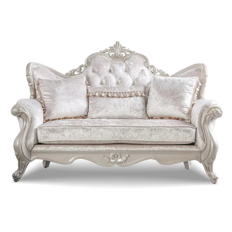 Clarissa Traditional Sofa Set by Furniture of America - Featuring Button Tufted Back and Accent Pillows 24