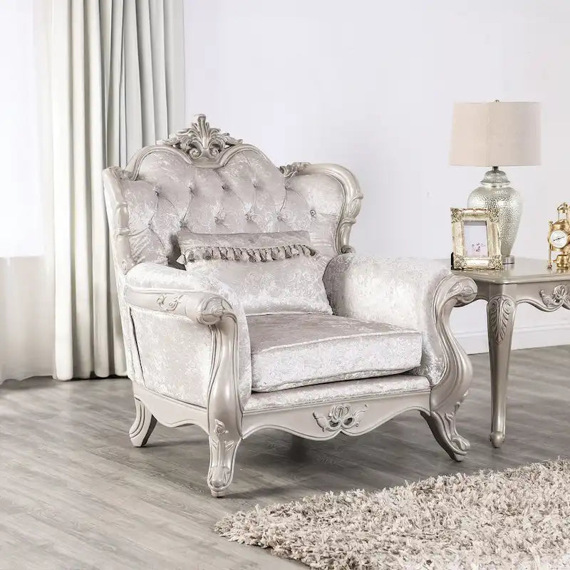 Clarissa Traditional Sofa Set by Furniture of America - Featuring Button Tufted Back and Accent Pillows 30