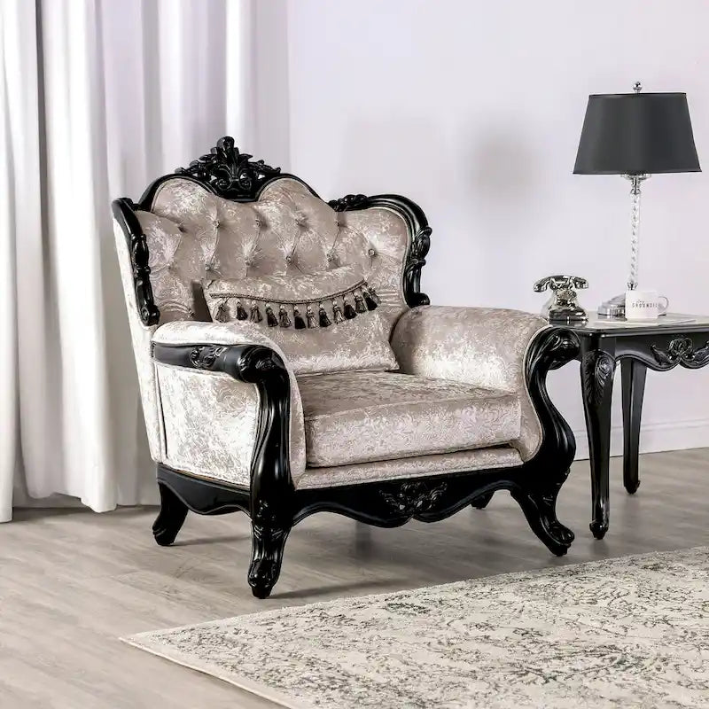 Clarissa Traditional Sofa Set by Furniture of America - Featuring Button Tufted Back and Accent Pillows 33