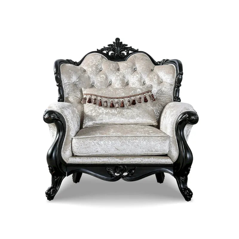 Clarissa Traditional Sofa Set by Furniture of America - Featuring Button Tufted Back and Accent Pillows 35