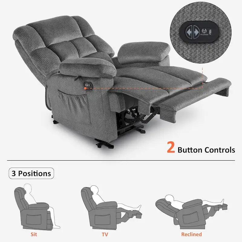 MCombo Heated Massage Electric Recliner Chair for Living Room - Fabric R6233 6