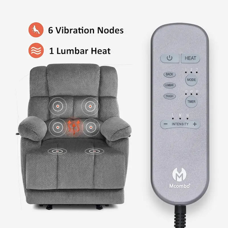 MCombo Heated Massage Electric Recliner Chair for Living Room - Fabric R6233 7