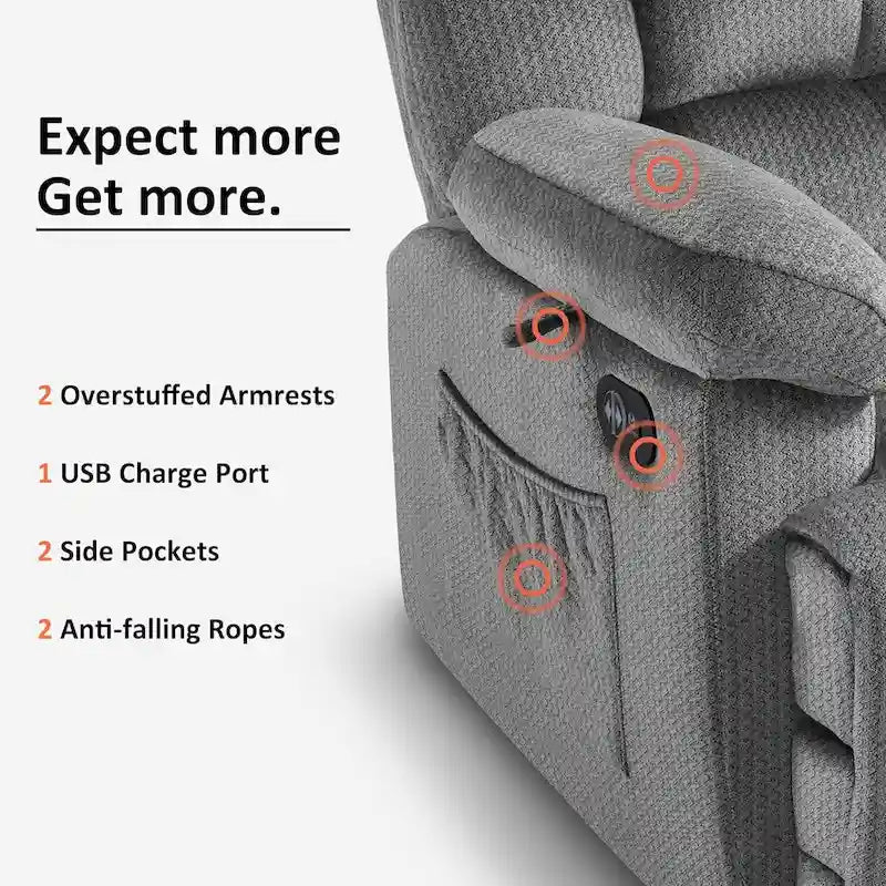 MCombo Heated Massage Electric Recliner Chair for Living Room - Fabric R6233 10