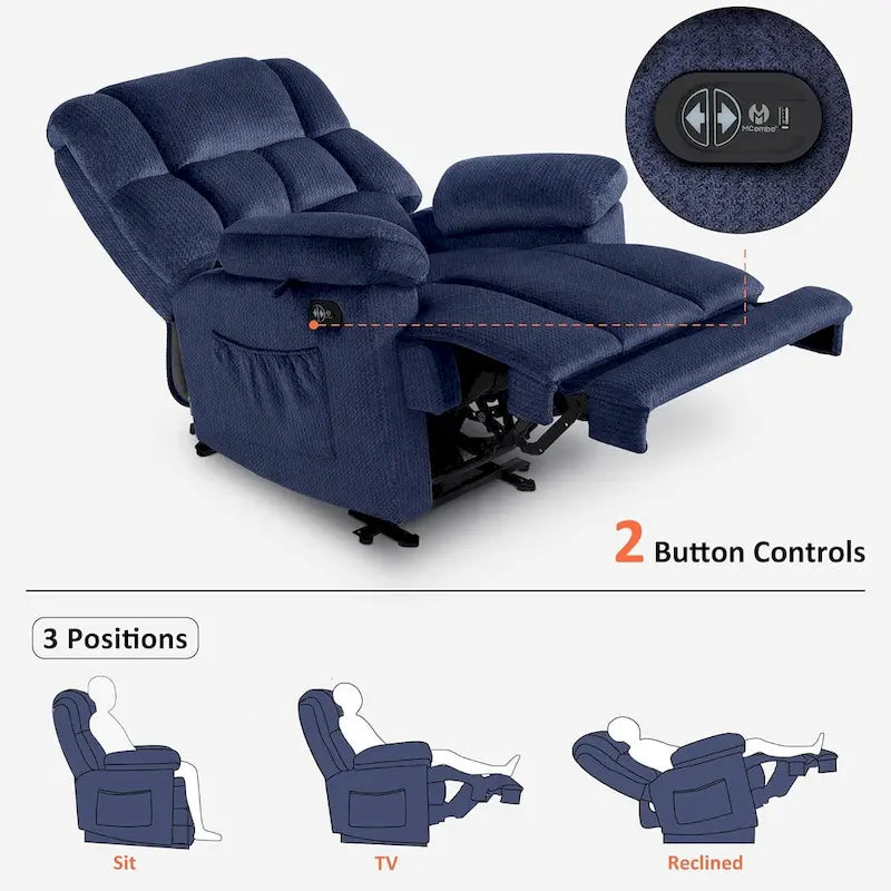 MCombo Heated Massage Electric Recliner Chair for Living Room - Fabric R6233 13