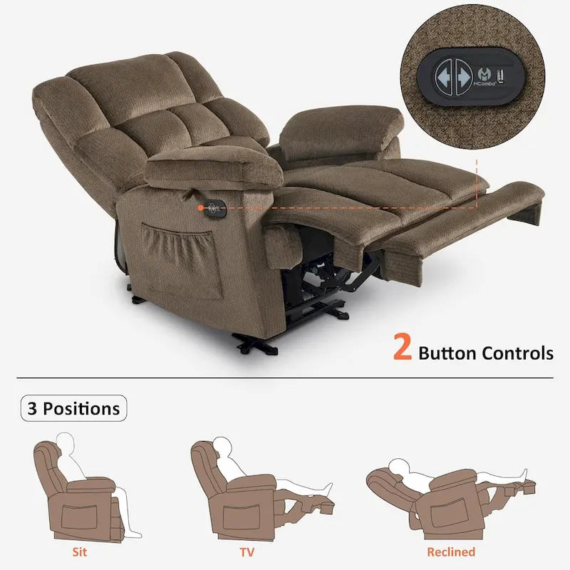 MCombo Heated Massage Electric Recliner Chair for Living Room - Fabric R6233 19