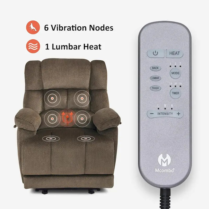 MCombo Heated Massage Electric Recliner Chair for Living Room - Fabric R6233 20