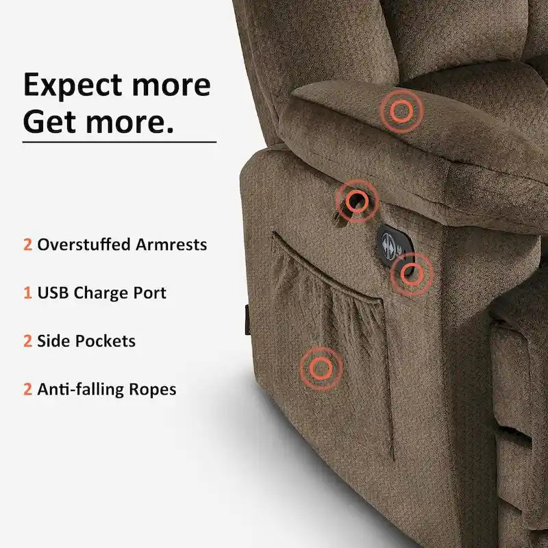 MCombo Heated Massage Electric Recliner Chair for Living Room - Fabric R6233 23