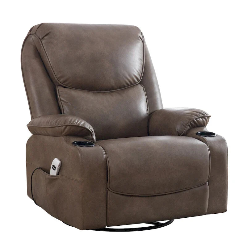 HOMYKA 34.2-Inch Wide Faux Leather Swivel Rocking Power Recliner Chair with USB Charging Port 27