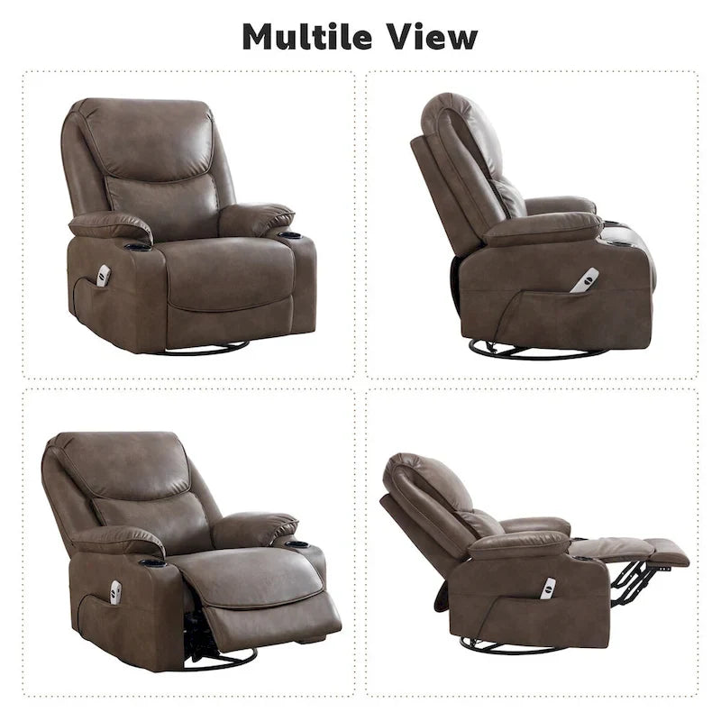 HOMYKA 34.2-Inch Wide Faux Leather Swivel Rocking Power Recliner Chair with USB Charging Port 11