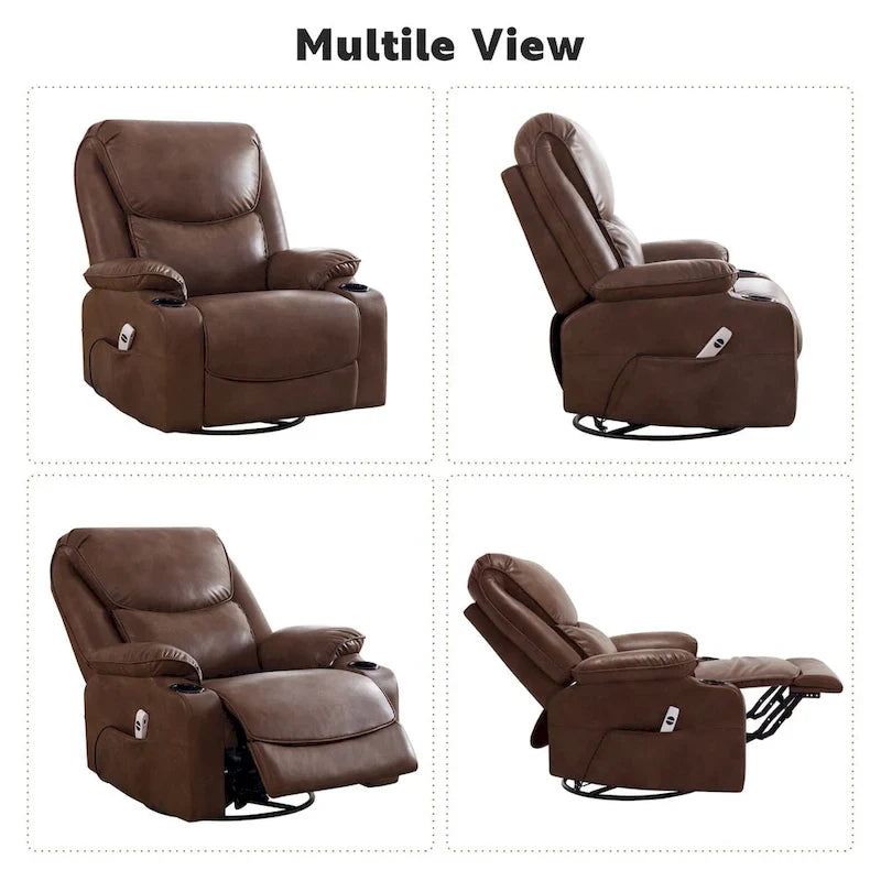 HOMYKA 34.2-Inch Wide Faux Leather Swivel Rocking Power Recliner Chair with USB Charging Port 24