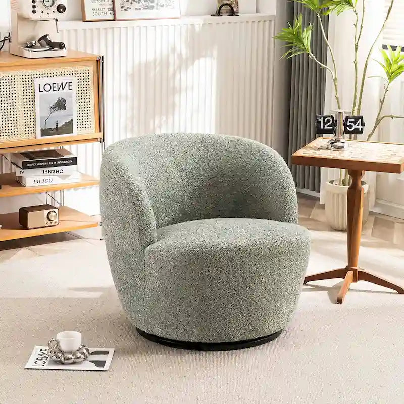 Modern Swivel Barrel Chair with 360-Degree Rotation - Single Fabric Accent Chair 39