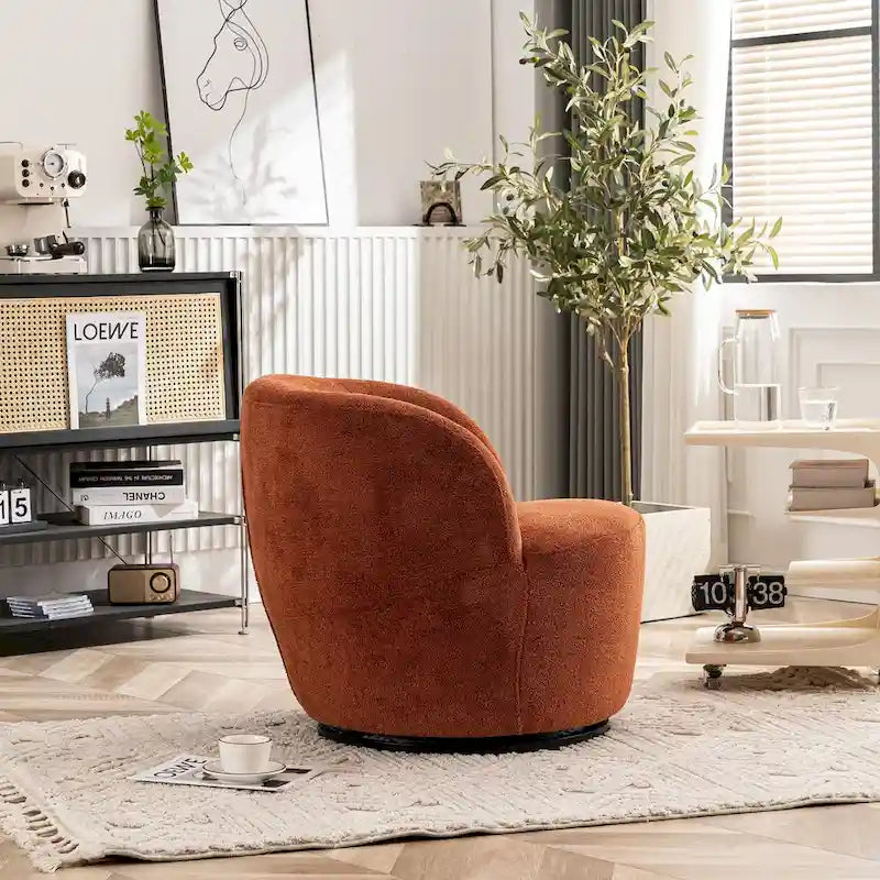 Modern Swivel Barrel Chair with 360-Degree Rotation - Single Fabric Accent Chair 3