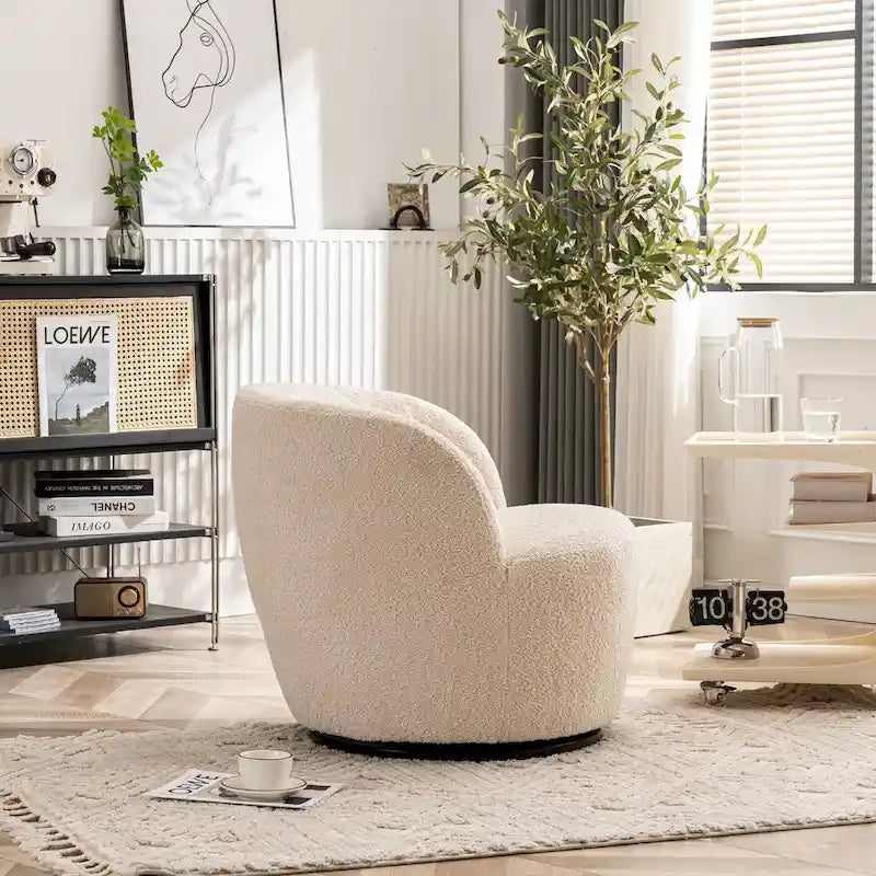 Modern Swivel Barrel Chair with 360-Degree Rotation - Single Fabric Accent Chair 6