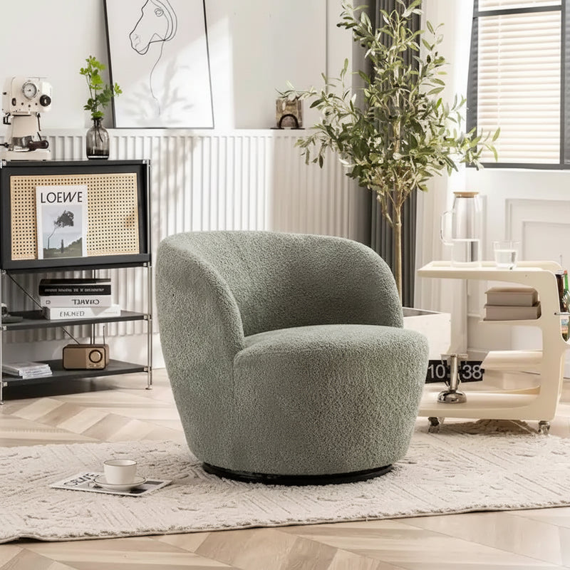 Modern Swivel Barrel Chair with 360-Degree Rotation - Single Fabric Accent Chair 7