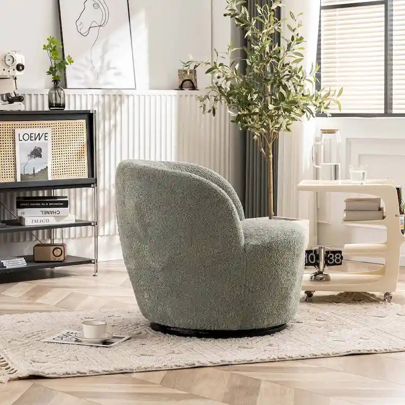 Modern Swivel Barrel Chair with 360-Degree Rotation - Single Fabric Accent Chair 8