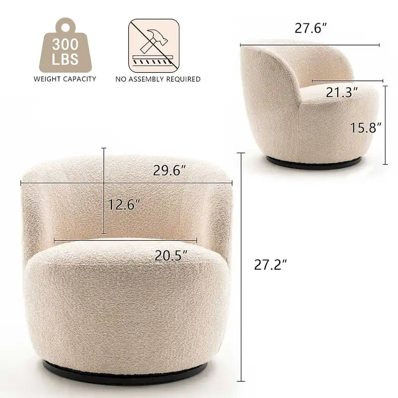 Modern Swivel Barrel Chair with 360-Degree Rotation - Single Fabric Accent Chair 9