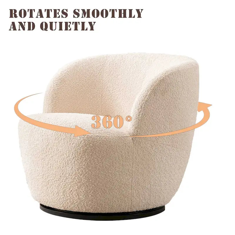 Modern Swivel Barrel Chair with 360-Degree Rotation - Single Fabric Accent Chair 10