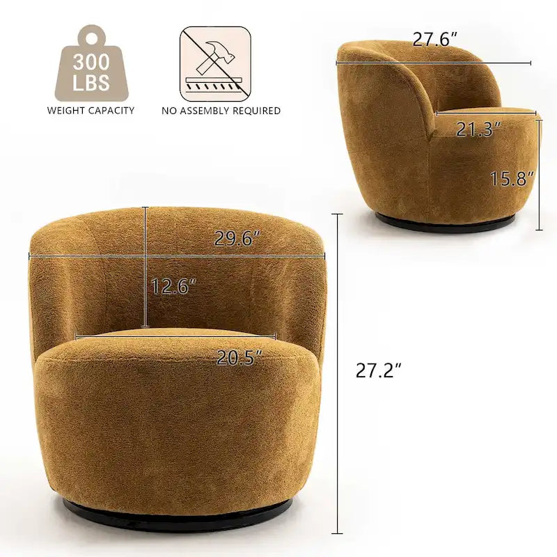 Modern Swivel Barrel Chair with 360-Degree Rotation - Single Fabric Accent Chair 16