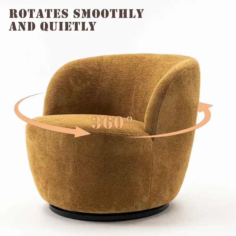 Modern Swivel Barrel Chair with 360-Degree Rotation - Single Fabric Accent Chair 17