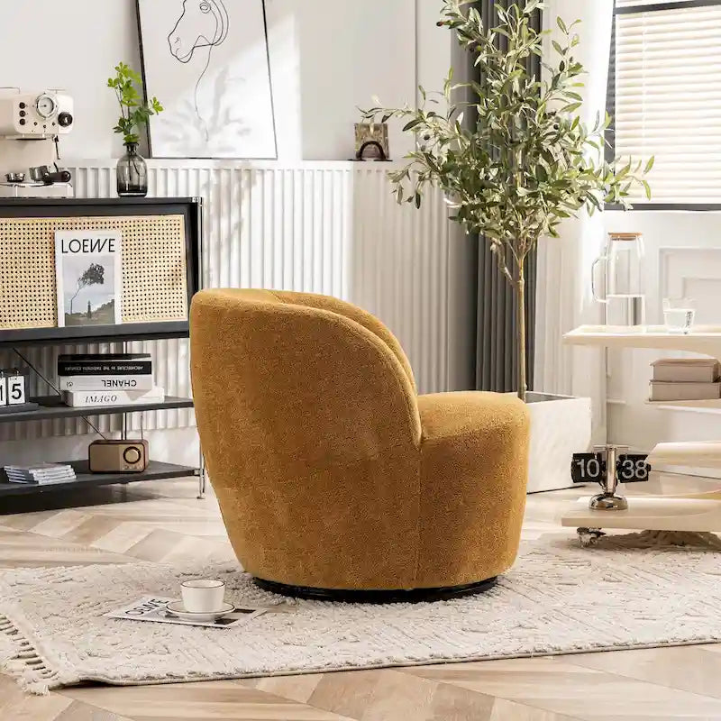 Modern Swivel Barrel Chair with 360-Degree Rotation - Single Fabric Accent Chair 19