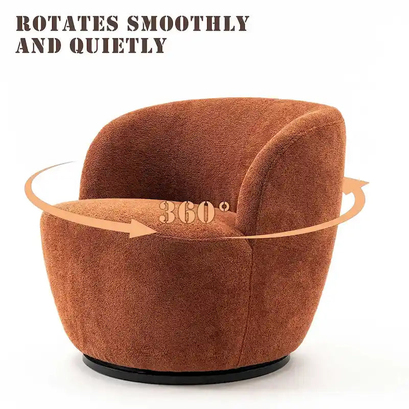 Modern Swivel Barrel Chair with 360-Degree Rotation - Single Fabric Accent Chair 25