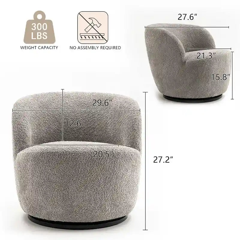Modern Swivel Barrel Chair with 360-Degree Rotation - Single Fabric Accent Chair 31