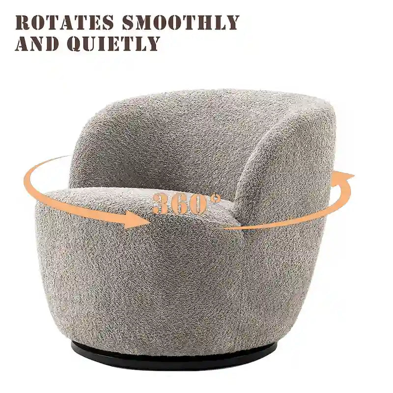 Modern Swivel Barrel Chair with 360-Degree Rotation - Single Fabric Accent Chair 32