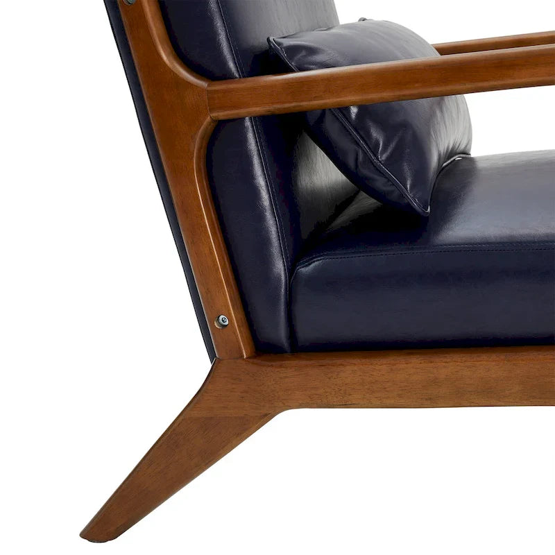 Glitzhome 30.75-Inch Mid-Century PU Leather Armchair and Ottoman Set 20
