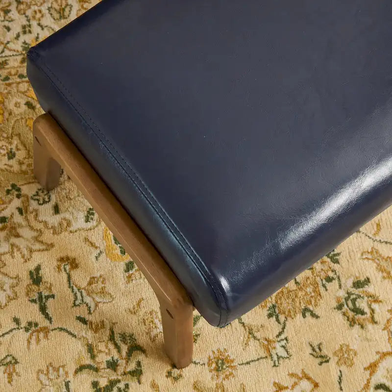 Glitzhome 30.75-Inch Mid-Century PU Leather Armchair and Ottoman Set 25