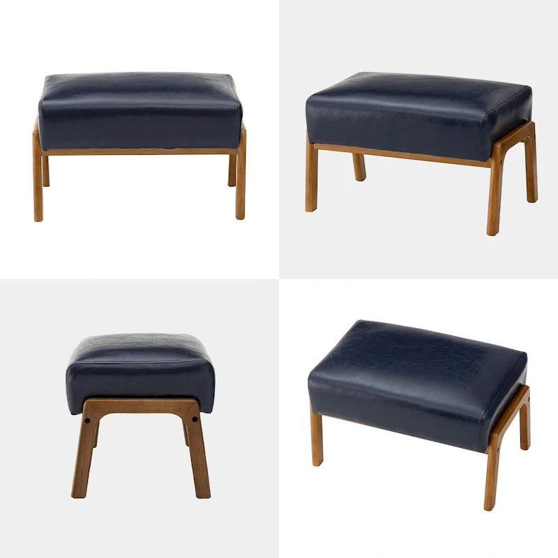 Glitzhome 30.75-Inch Mid-Century PU Leather Armchair and Ottoman Set 26