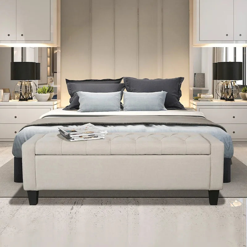 Porthos Home Wren Upholstered Button-Tufted Storage Bench 1