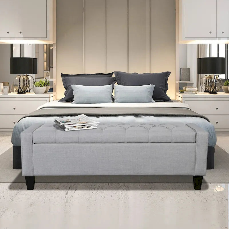 Porthos Home Wren Upholstered Button-Tufted Storage Bench 3