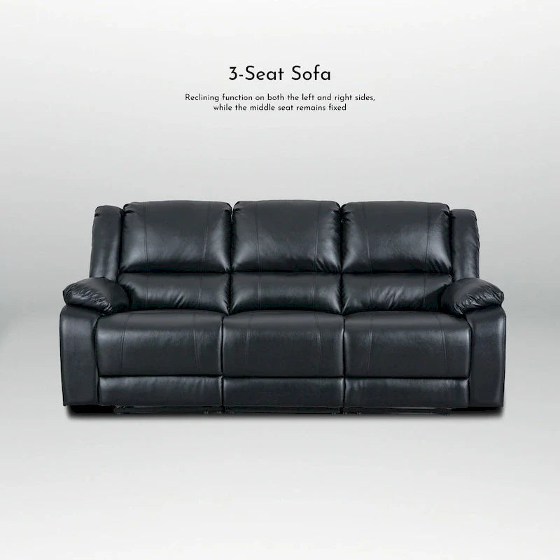 2-Piece Classic Faux Leather Reclining Sofa Set with Console and Cup Holders for Living Room 3