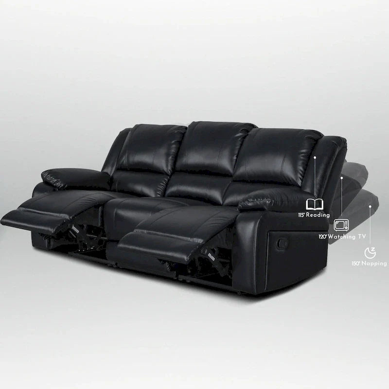 2-Piece Classic Faux Leather Reclining Sofa Set with Console and Cup Holders for Living Room 4