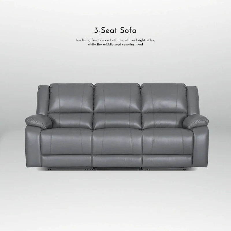 2-Piece Classic Faux Leather Reclining Sofa Set with Console and Cup Holders for Living Room 8