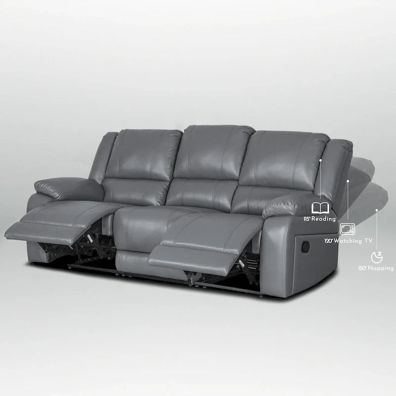 2-Piece Classic Faux Leather Reclining Sofa Set with Console and Cup Holders for Living Room 17