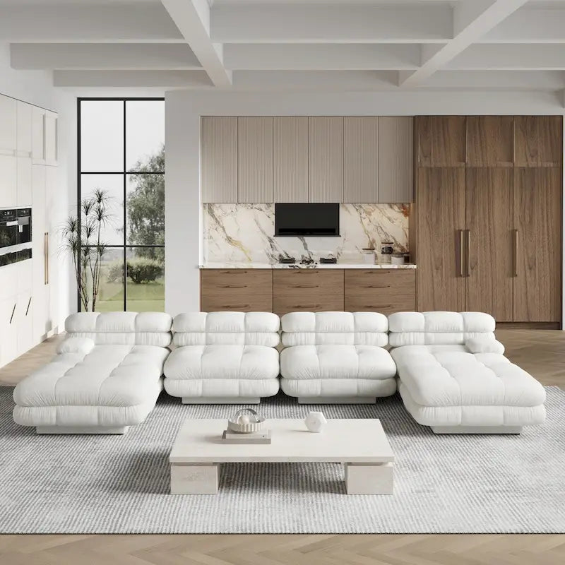 146-Inch U-Shaped Luxury Modular Sectional Sofa - Modern 6-Seat Couch with Chaise Ottomans for Your Living Room 21