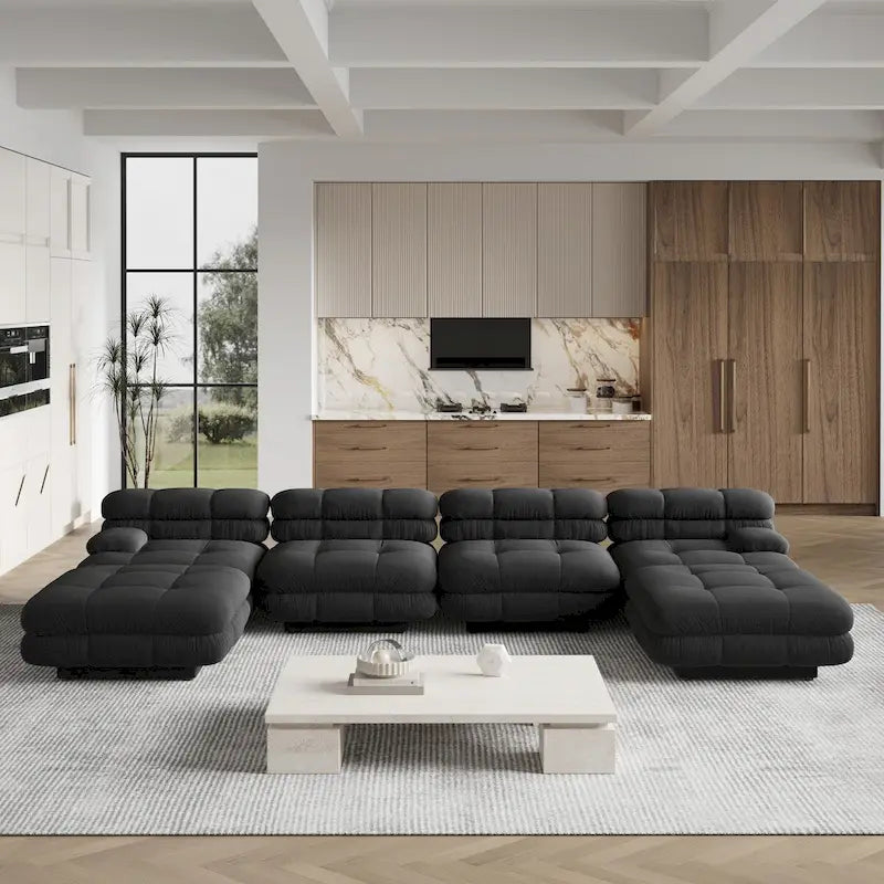 146-Inch U-Shaped Luxury Modular Sectional Sofa - Modern 6-Seat Couch with Chaise Ottomans for Your Living Room 22