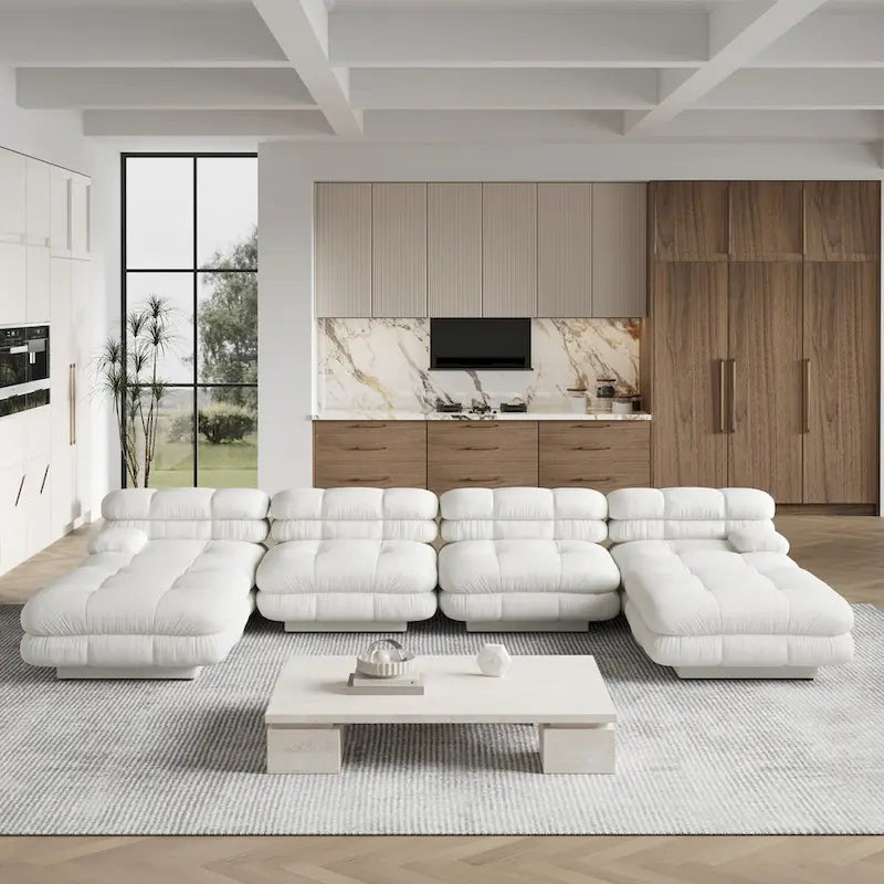 146-Inch U-Shaped Luxury Modular Sectional Sofa - Modern 6-Seat Couch with Chaise Ottomans for Your Living Room 1