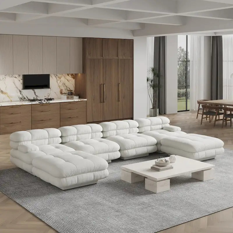 146-Inch U-Shaped Luxury Modular Sectional Sofa - Modern 6-Seat Couch with Chaise Ottomans for Your Living Room 2