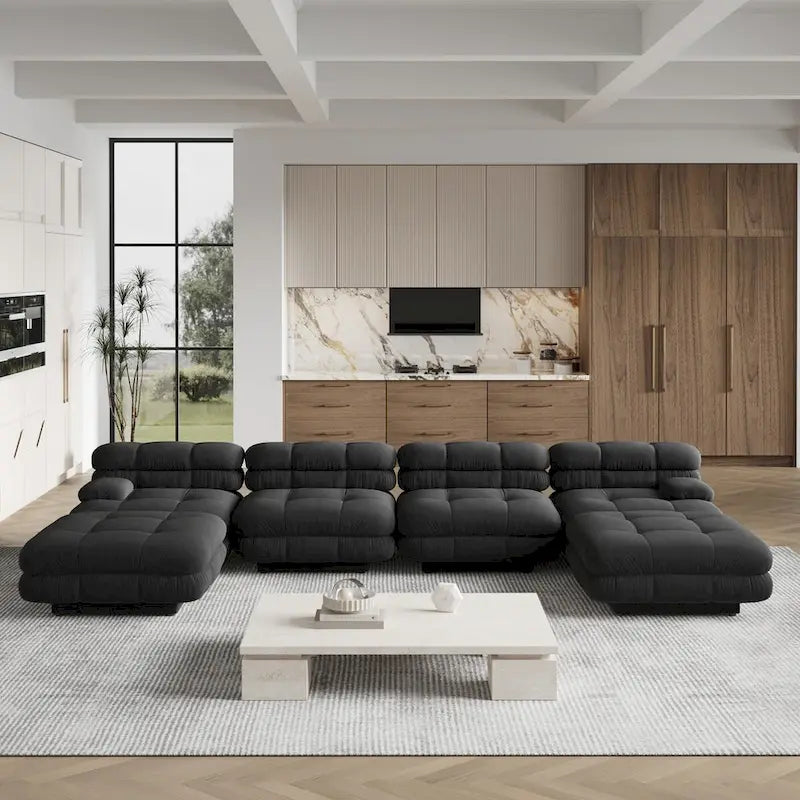146-Inch U-Shaped Luxury Modular Sectional Sofa - Modern 6-Seat Couch with Chaise Ottomans for Your Living Room 3