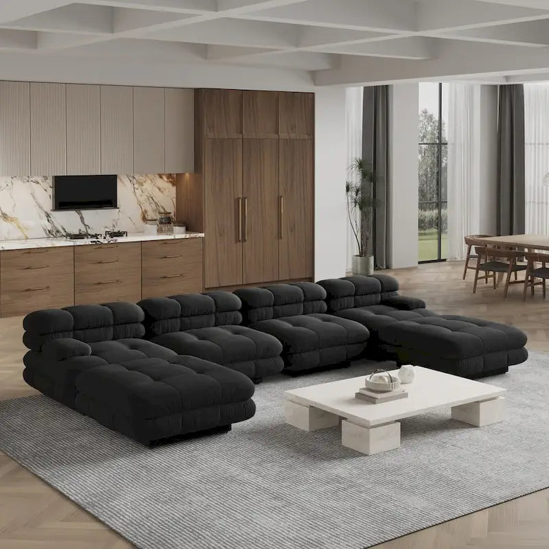 146-Inch U-Shaped Luxury Modular Sectional Sofa - Modern 6-Seat Couch with Chaise Ottomans for Your Living Room 4