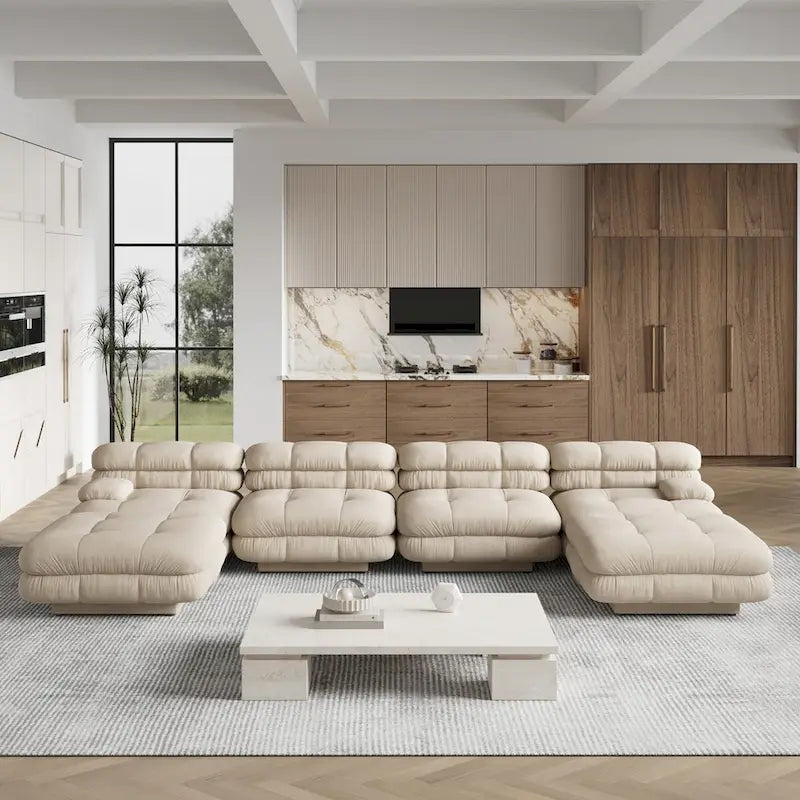 146-Inch U-Shaped Luxury Modular Sectional Sofa - Modern 6-Seat Couch with Chaise Ottomans for Your Living Room 5