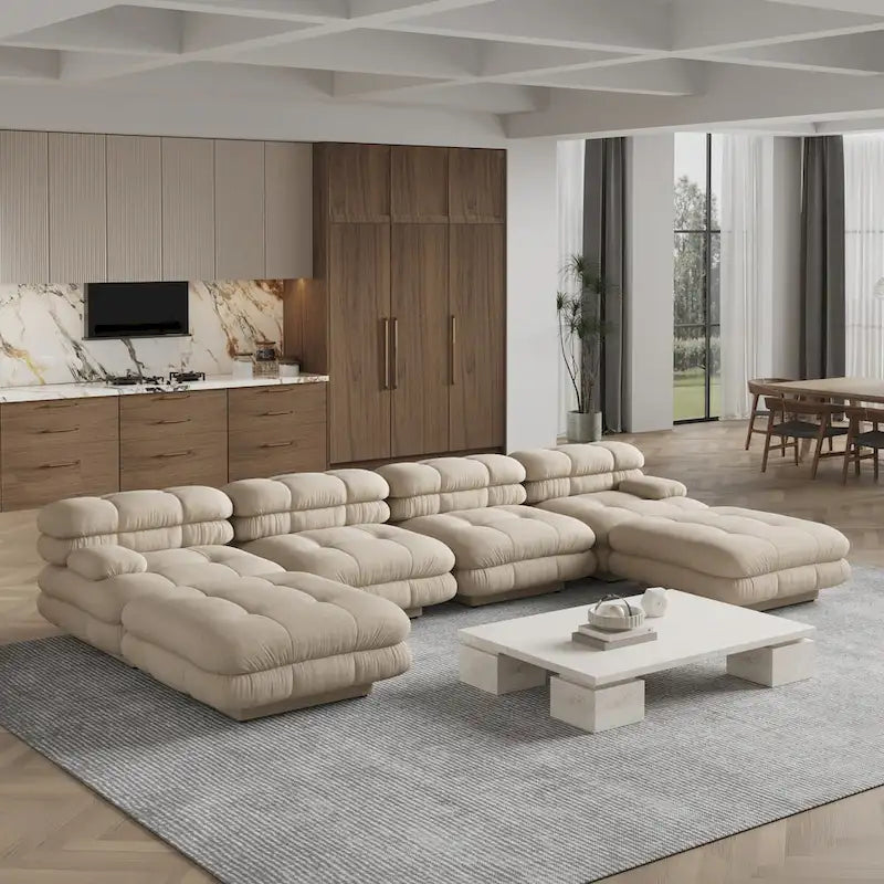 146-Inch U-Shaped Luxury Modular Sectional Sofa - Modern 6-Seat Couch with Chaise Ottomans for Your Living Room 6