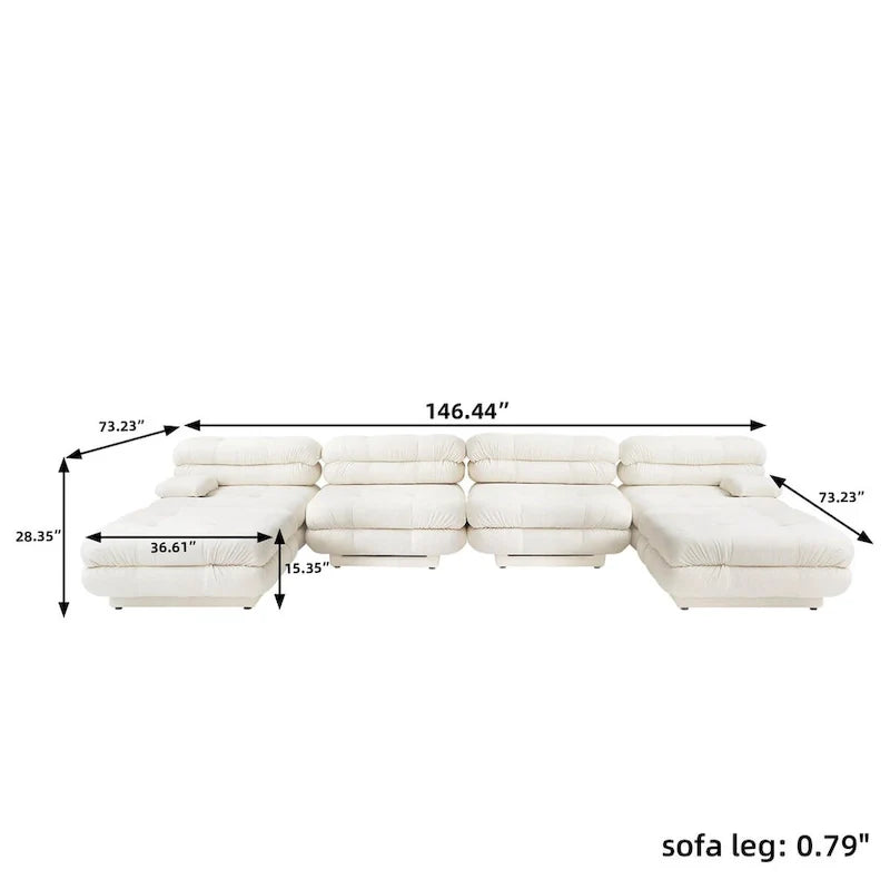146-Inch U-Shaped Luxury Modular Sectional Sofa - Modern 6-Seat Couch with Chaise Ottomans for Your Living Room 12