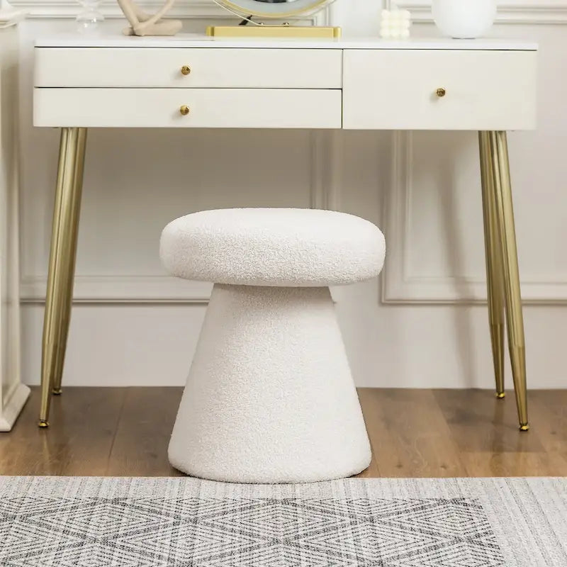Adeco Large Soft Mushroom Ottoman - Versatile Foot Stool for Living Room and Bedroom 2